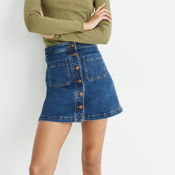 Madewell Stretch Denim A-Line Mini Skirt Size 2 - Picture 1 of 8